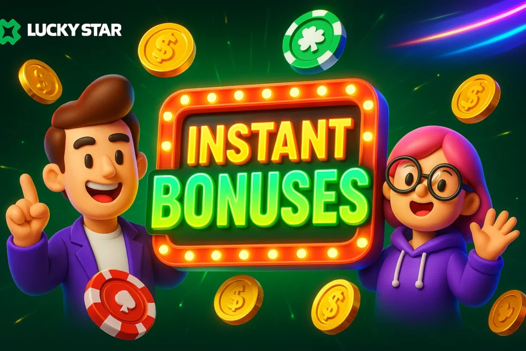 LuckyStar bonus screen showing promo code input, no deposit bonus, and MYR balance for Malaysian player